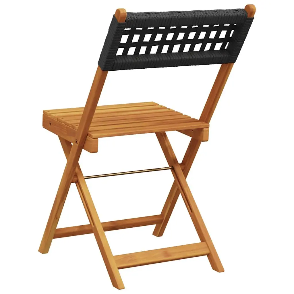 Bistro Chairs Set 2 pcs Black Outdoor Seating Foldable Garden Patio Furniture