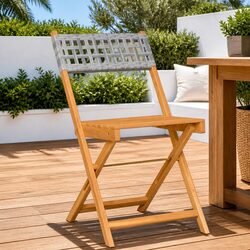 Bistro Chairs 2 pcs Set - Grey Acacia Wood & Rattan