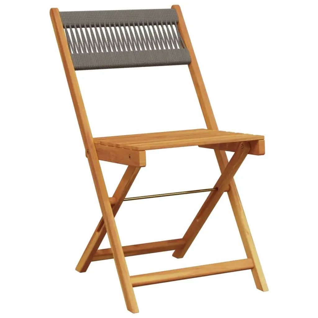 Bistro Chairs 2 pcs Grey Outdoor Seating Folding Rope Backrest Garden Patio