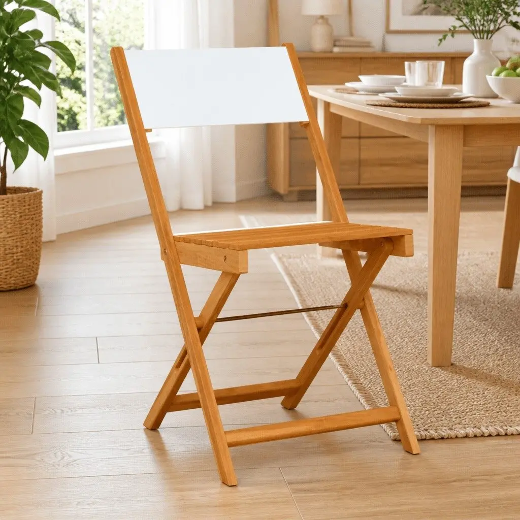 Bistro Chairs Outdoor Garden Patio 2 Piece White Foldable Backrest