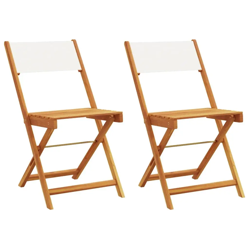 Bistro Chairs Outdoor Garden Patio 2 Piece White Foldable Backrest