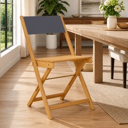 Folding Bistro Chairs Set of 2 - Anthracite Acacia Wood