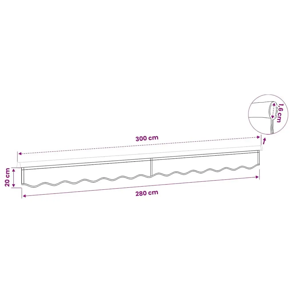 3m Replacement Awning Valance Fabric, Anthracite Stripe
