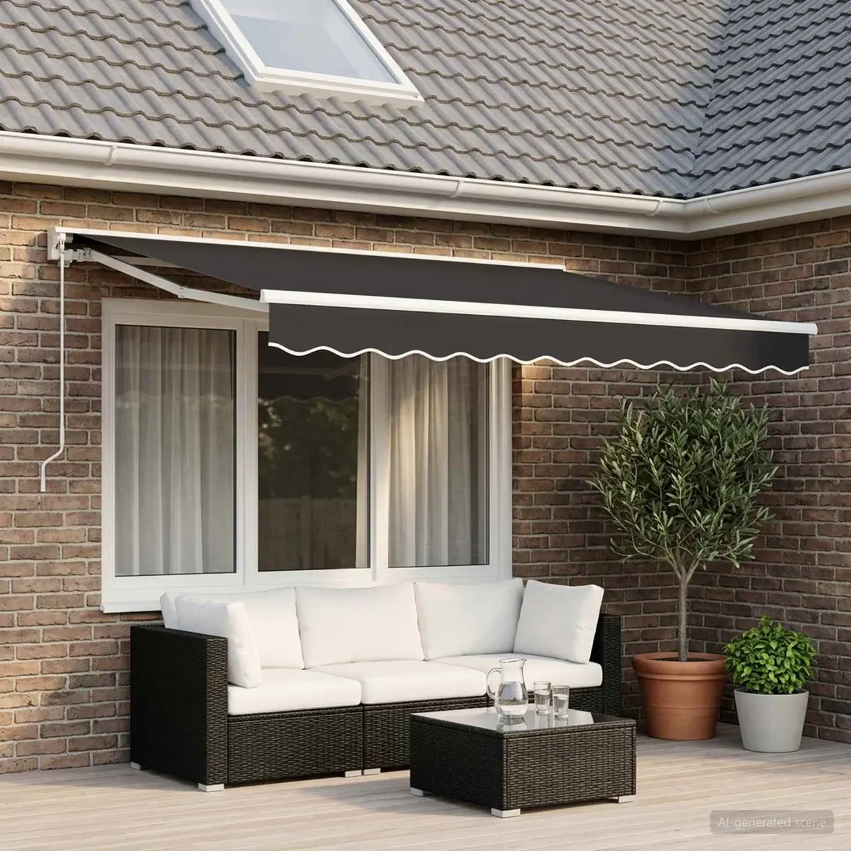 Replacement Awning Valance Fabric Anthracite Stripe 3.5m Garden Window Door