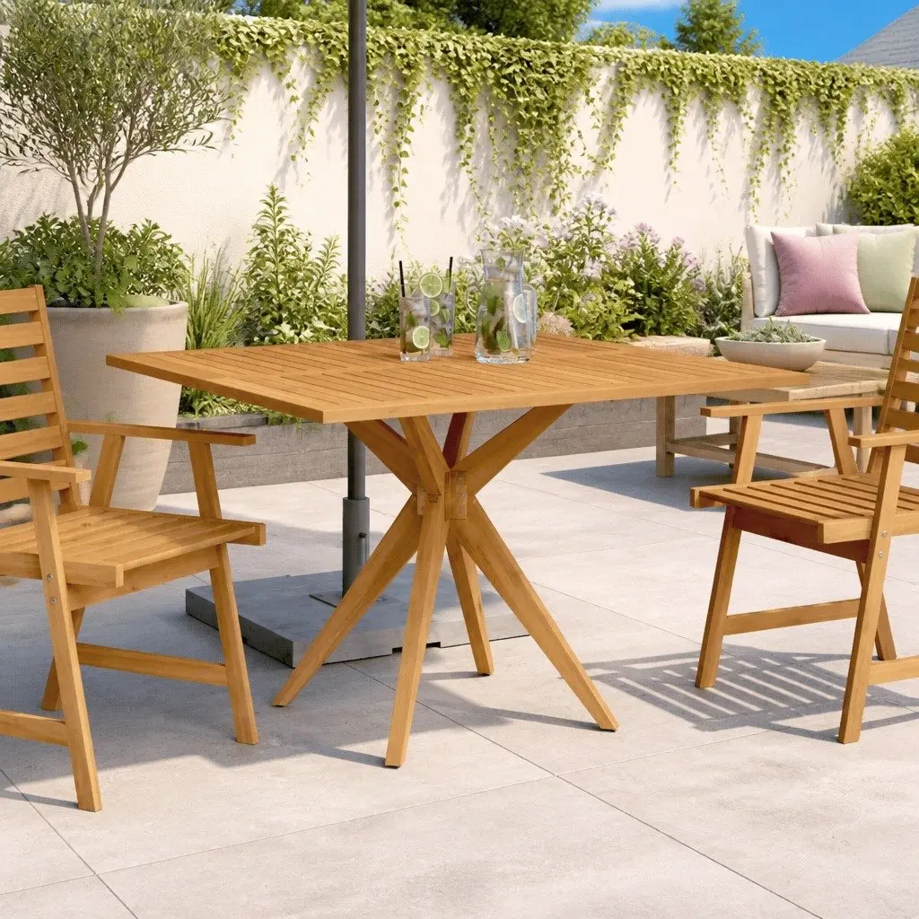 Solid Wood Garden Table 110x110x75cm Square Outdoor Patio Furniture Brown