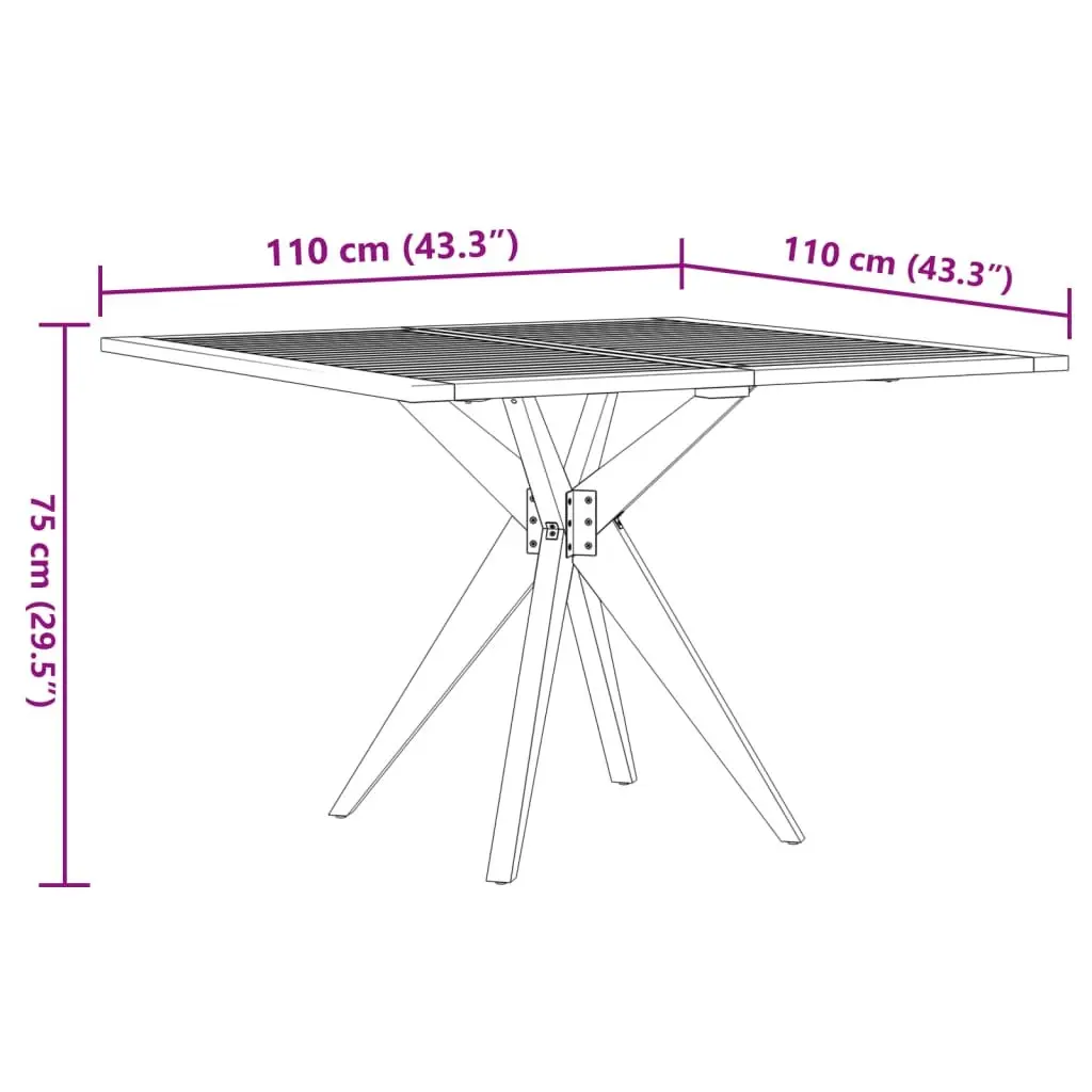Solid Wood Garden Table 110x110x75cm Square Outdoor Patio Furniture Brown
