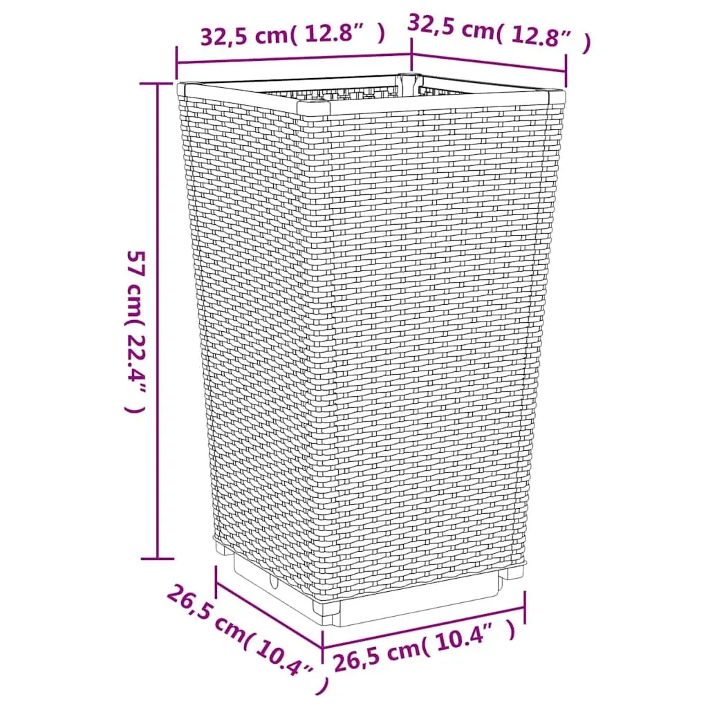 Garden Planters 32.5x57cm Rattan Look Set of 2