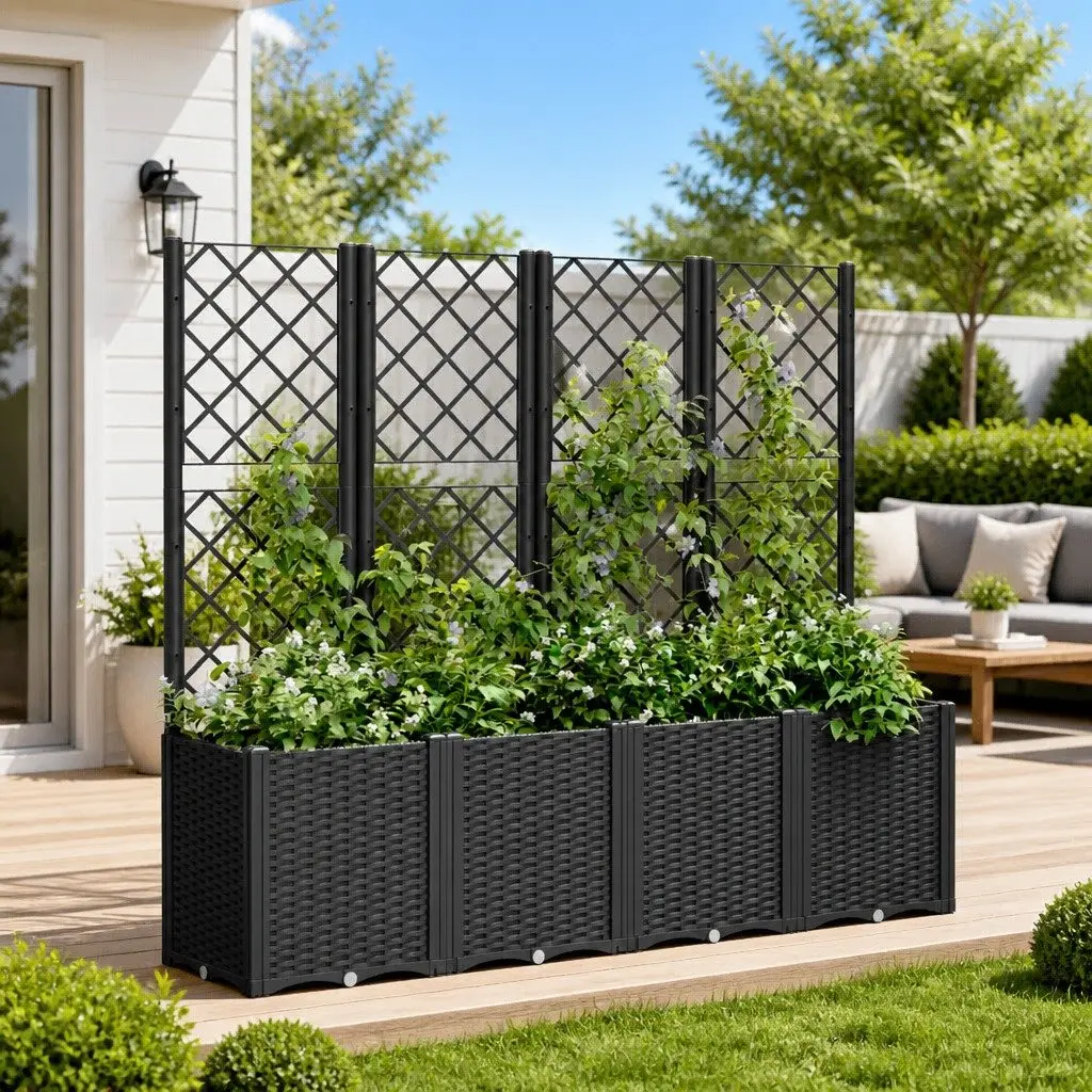 Garden Planter with Trellis Outdoor 160x40x140cm