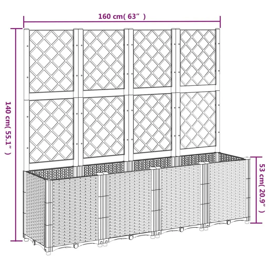 Garden Planter with Trellis Outdoor 160x40x140cm