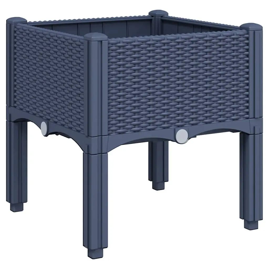 Grey Rattan Look Elevated Garden Planter Box
