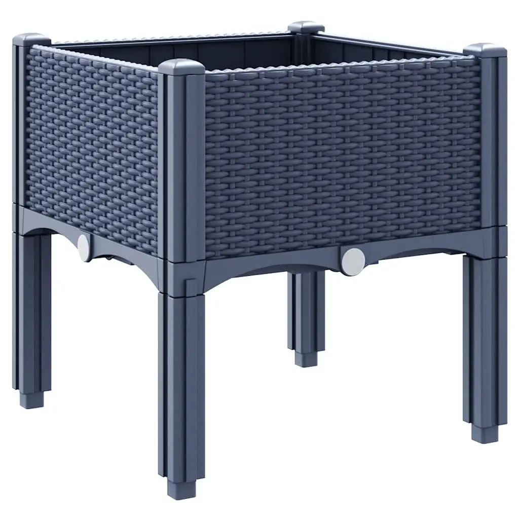 Grey Rattan Look Elevated Garden Planter Box