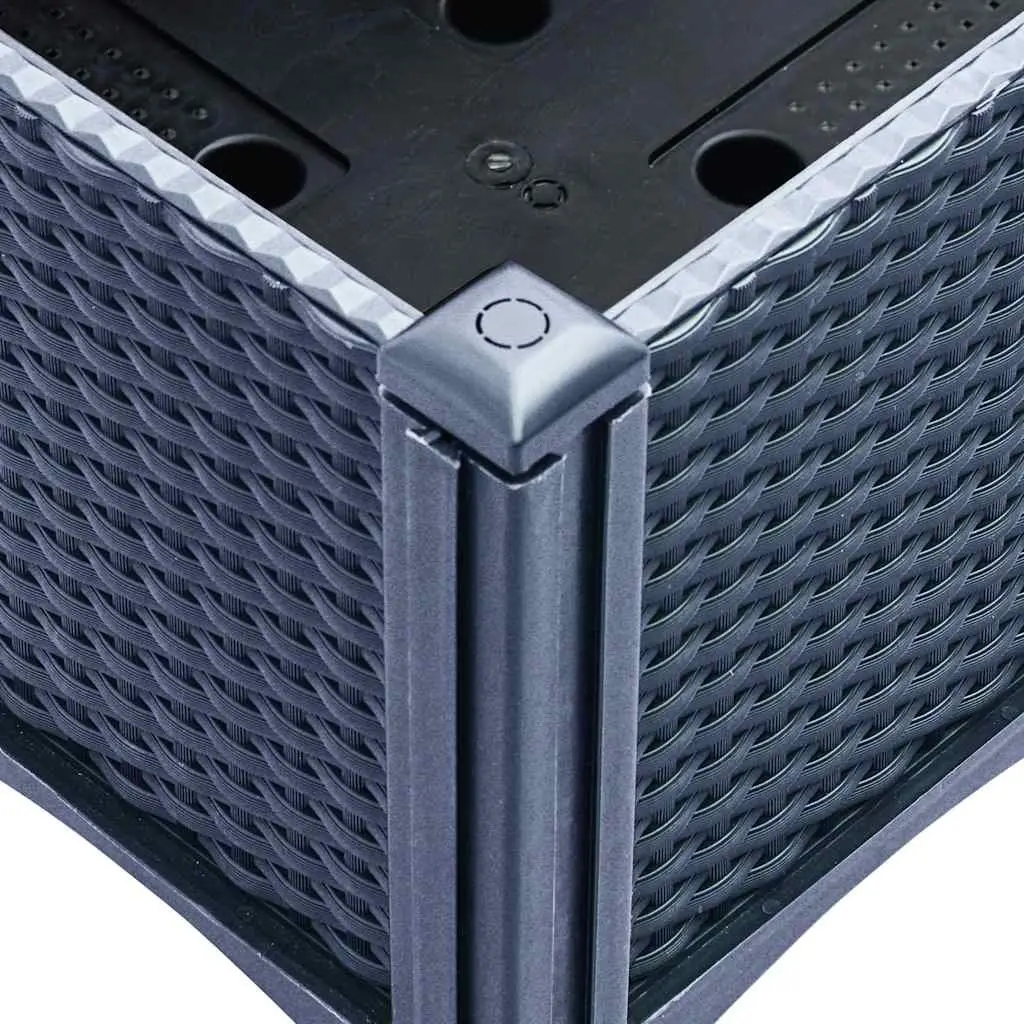 Grey Rattan Look Elevated Garden Planter Box