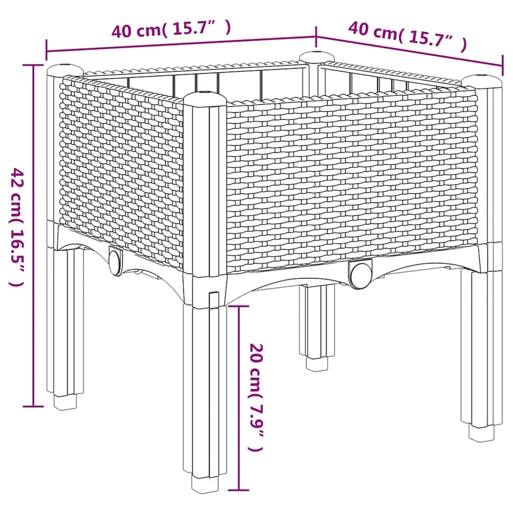 Grey Rattan Look Elevated Garden Planter Box