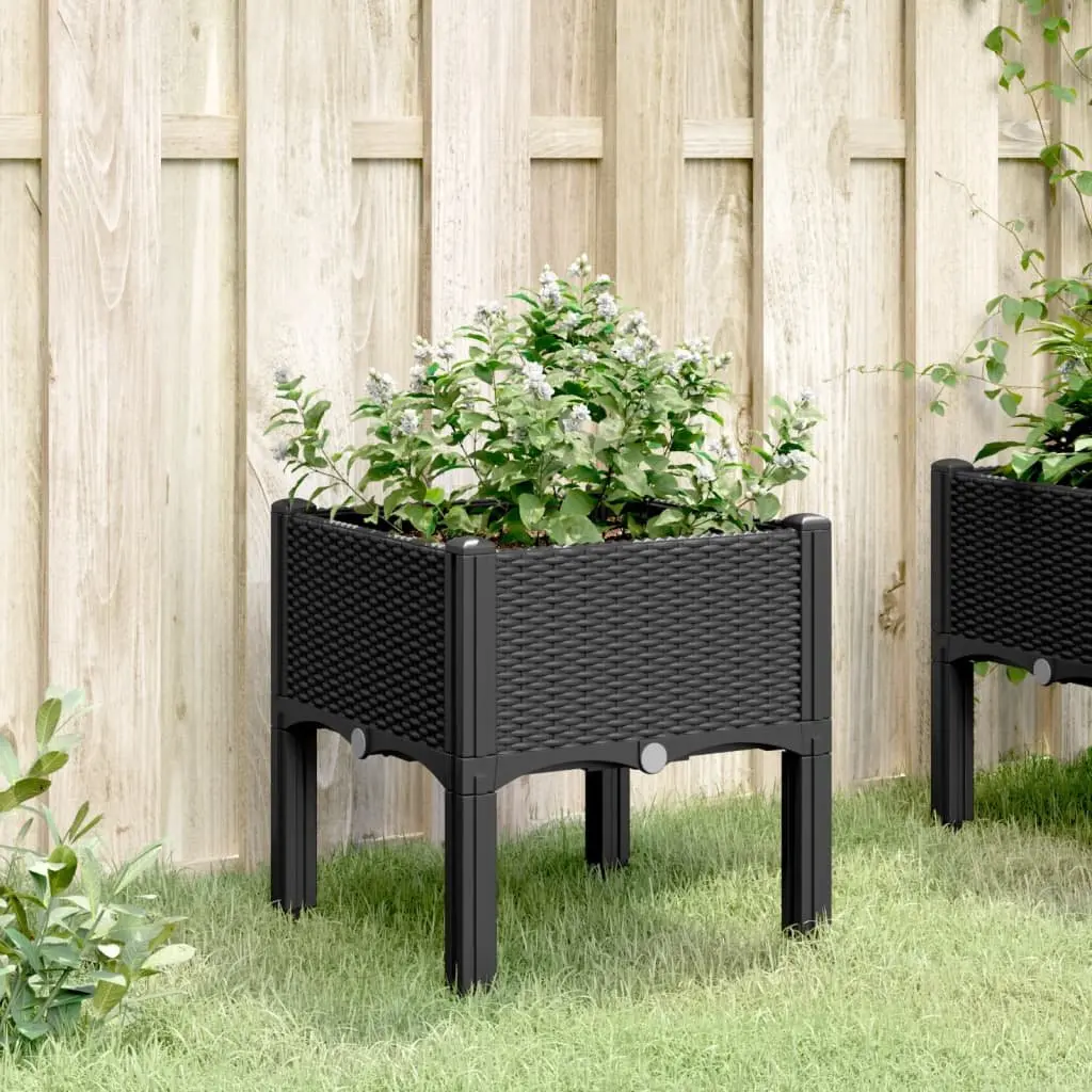 Garden Planter Box Outdoor Patio Elevated Black 40x40x42cm