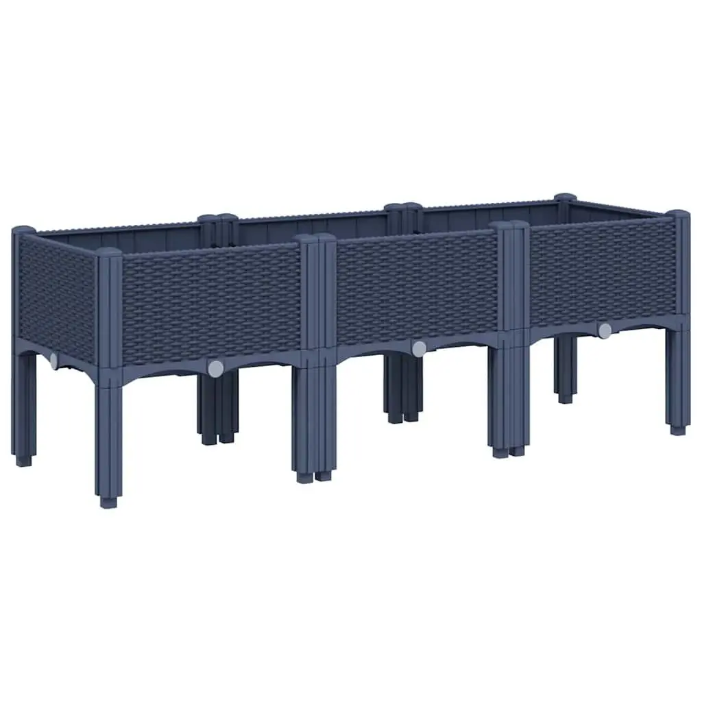 Garden Planter Box Elevated Outdoor Patio Rattan Look 120 x 40 x 42 cm