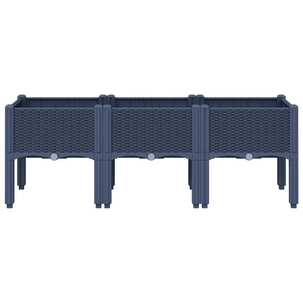 Garden Planter Box Elevated Outdoor Patio Rattan Look 120 x 40 x 42 cm