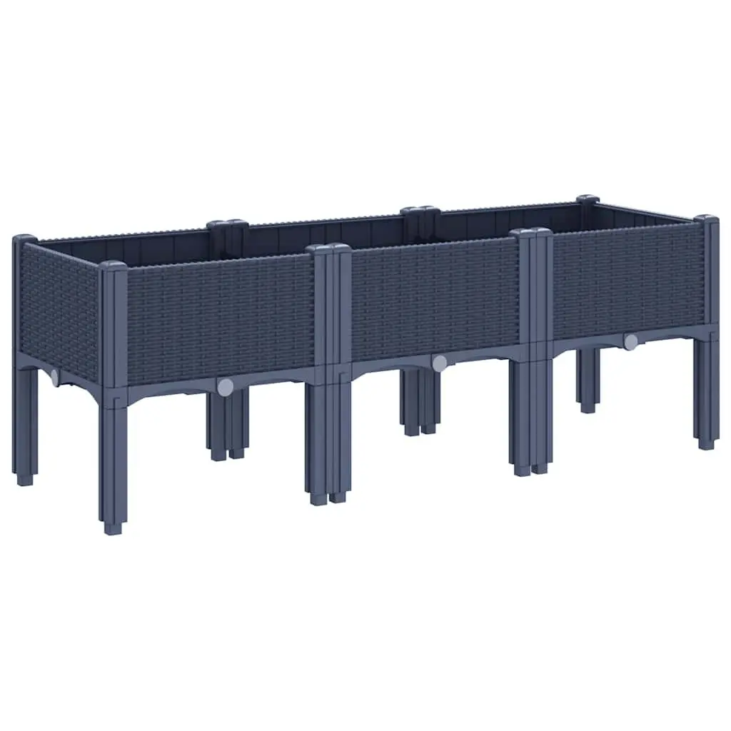 Garden Planter Box Elevated Outdoor Patio Rattan Look 120 x 40 x 42 cm