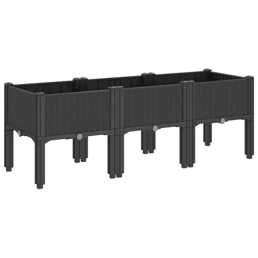 Garden Planter with Legs Black 120x40x42cm Outdoor Patio Raised Flower Box