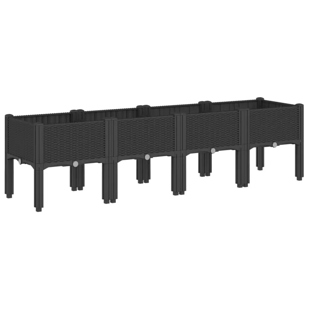 Garden Planter Outdoor Patio Raised 160x40x42cm Black