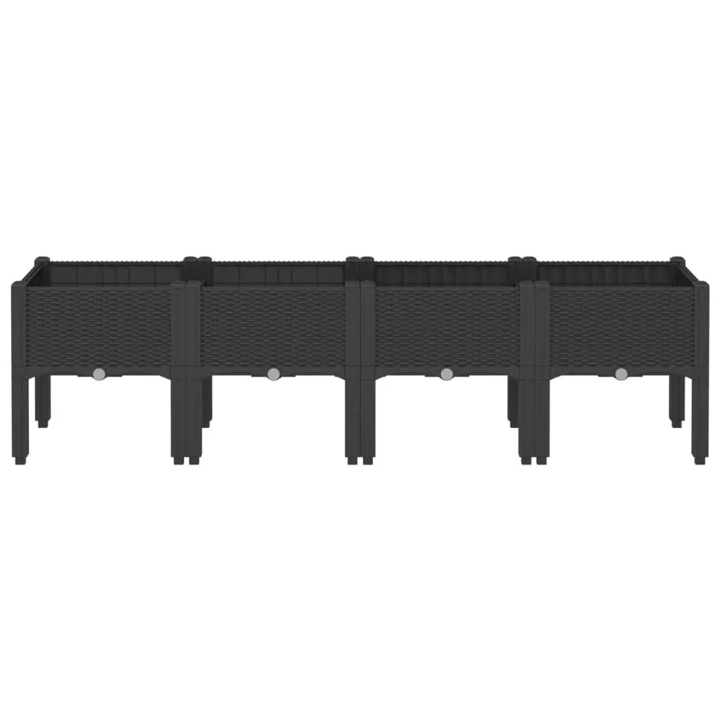 Garden Planter Outdoor Patio Raised 160x40x42cm Black