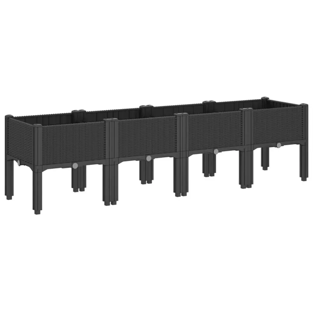 Garden Planter Outdoor Patio Raised 160x40x42cm Black