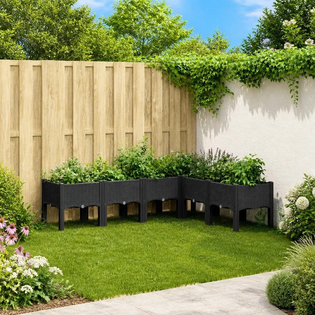 Garden Planter Box Elevated Outdoor Black 160 x 120 x 42 cm