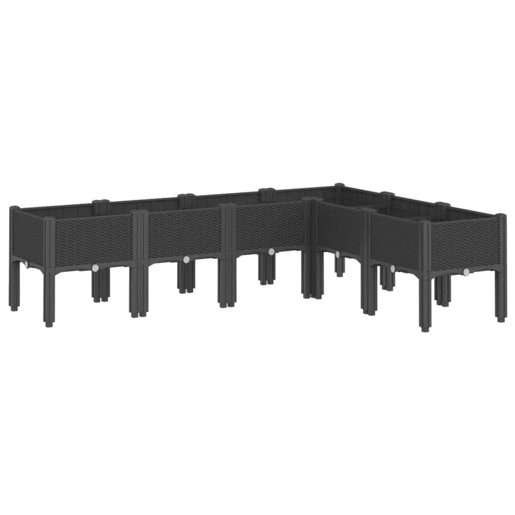 Garden Planter Box Elevated Outdoor Black 160 x 120 x 42 cm