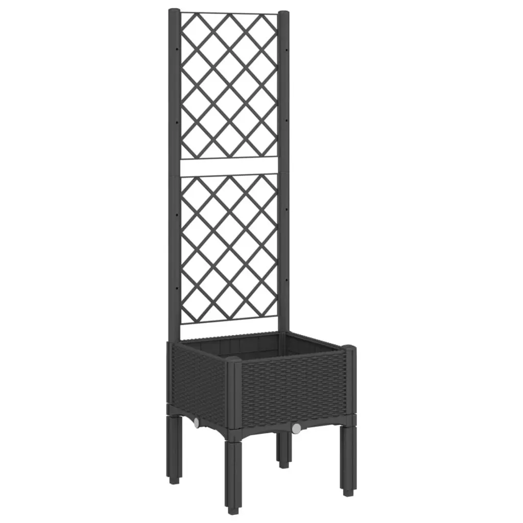 Garden Planter with Trellis Black 40x40x142cm Outdoor Climbing Plants Support