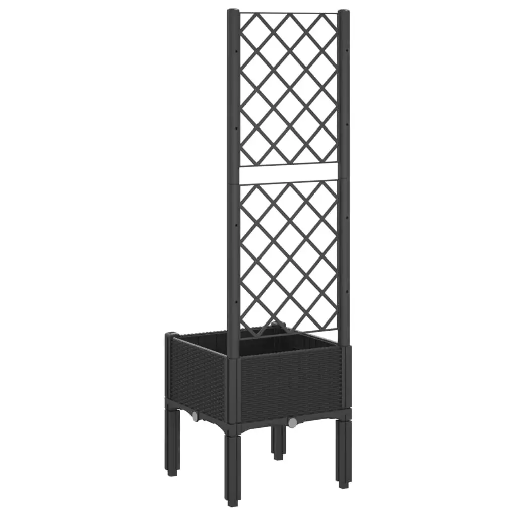 Garden Planter with Trellis Black 40x40x142cm Outdoor Climbing Plants Support