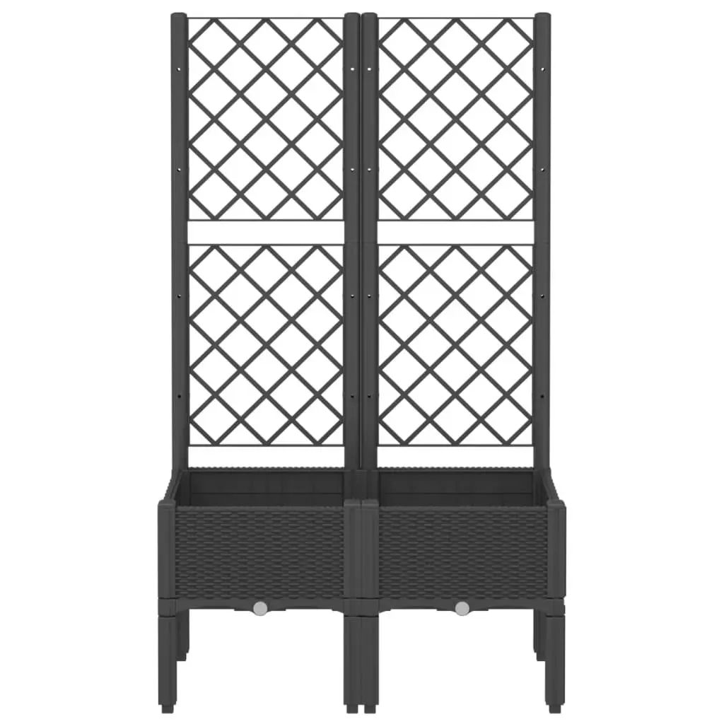 Garden Planter with Trellis for Climbing Plants Black 80x40x142cm