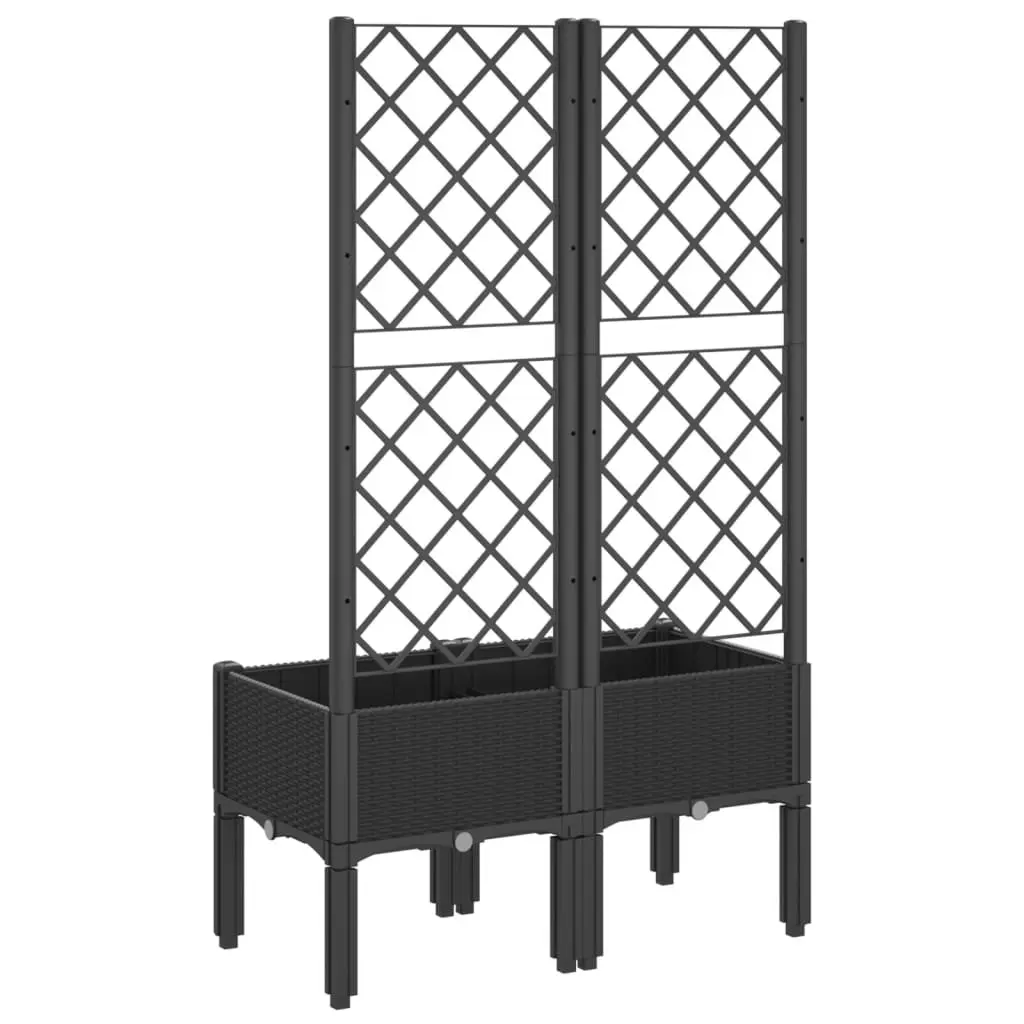 Garden Planter with Trellis for Climbing Plants Black 80x40x142cm