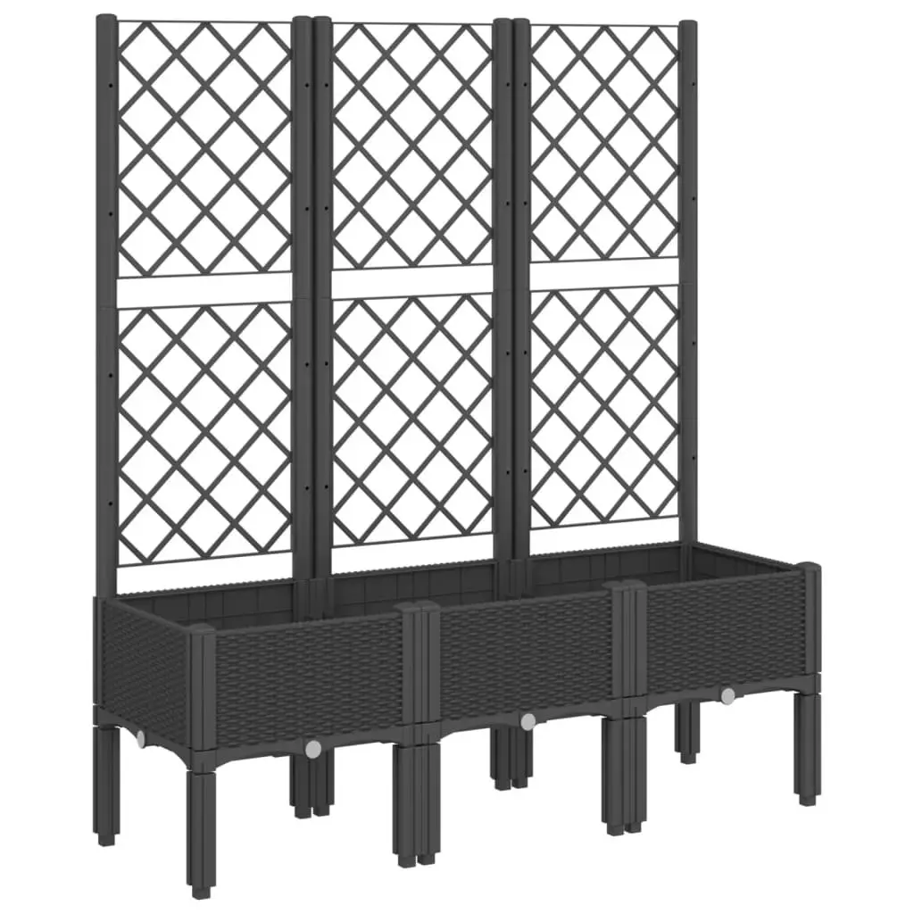 Garden Planter with Trellis for Climbing Plants Black 120x40x142cm