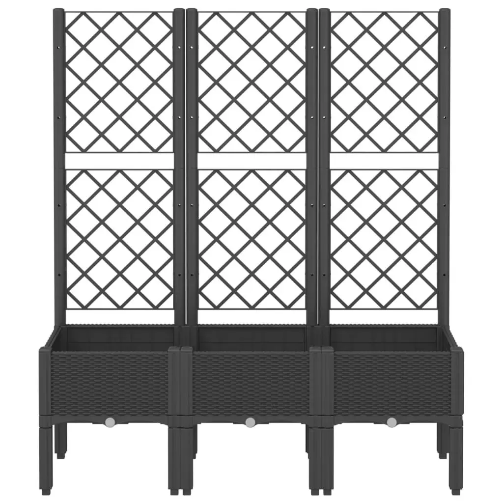 Garden Planter with Trellis for Climbing Plants Black 120x40x142cm