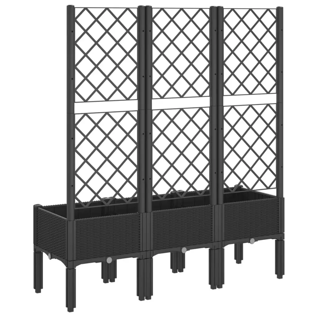 Garden Planter with Trellis for Climbing Plants Black 120x40x142cm