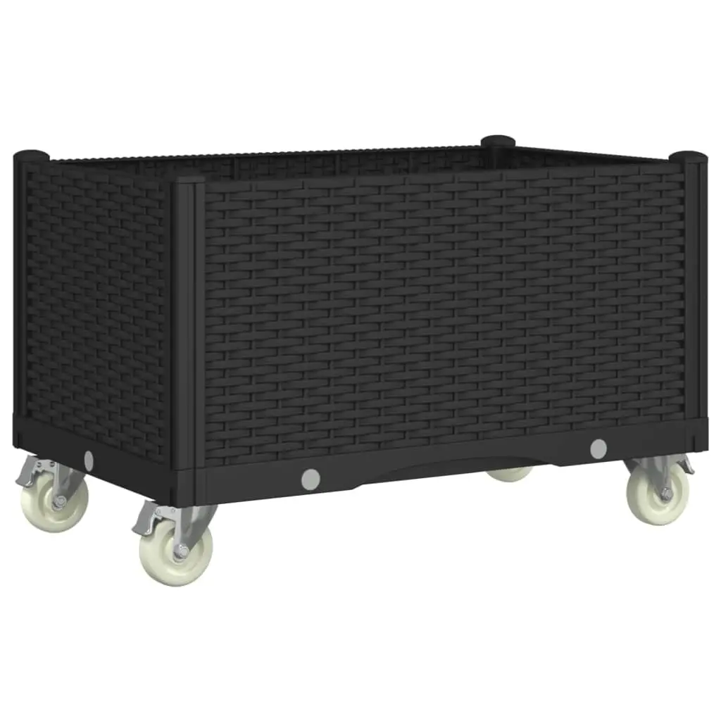 Garden Planter with Wheels in Black