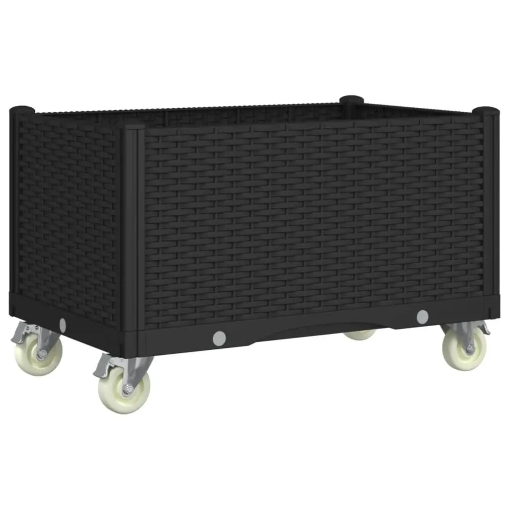 Garden Planter with Wheels in Black