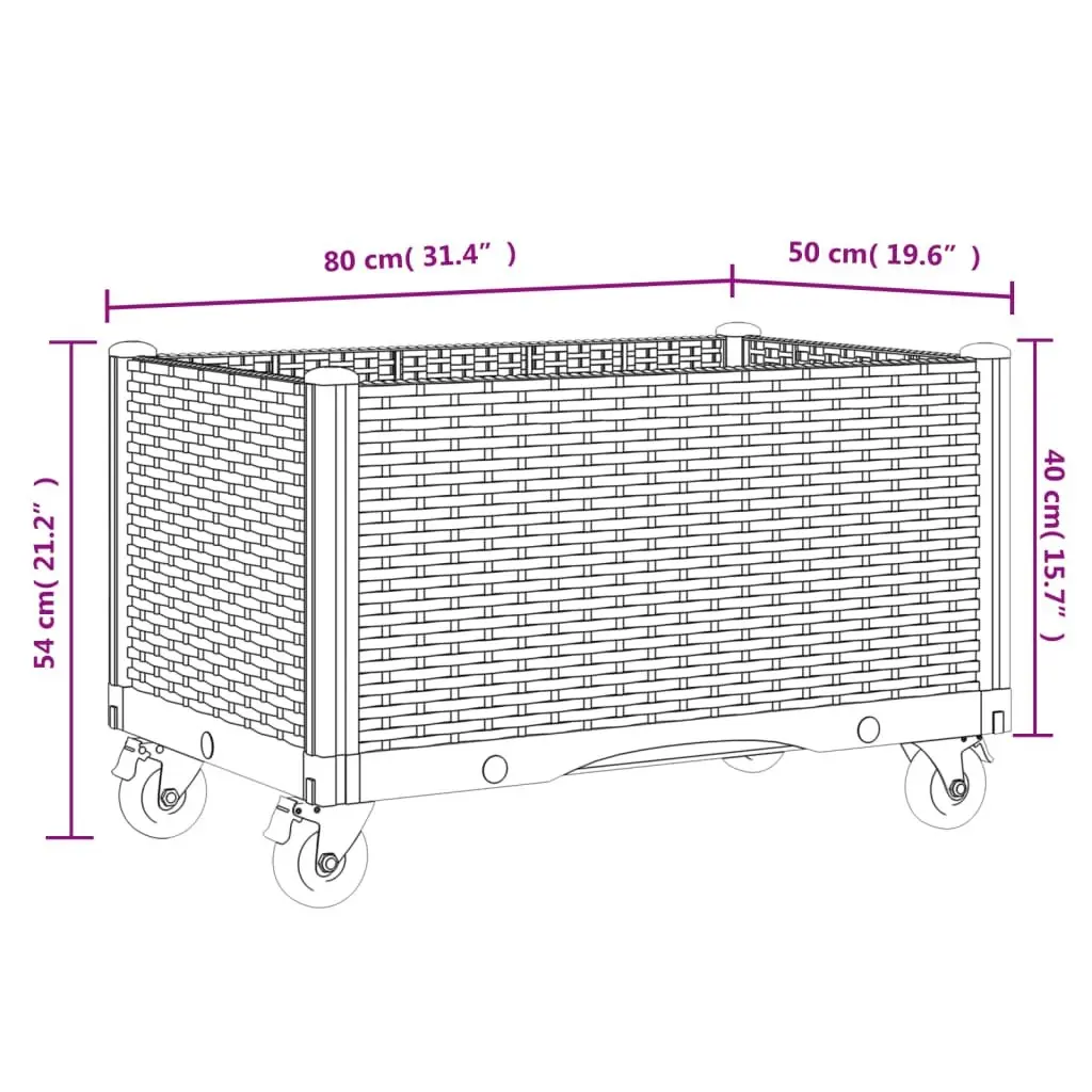 Garden Planter with Wheels in Black