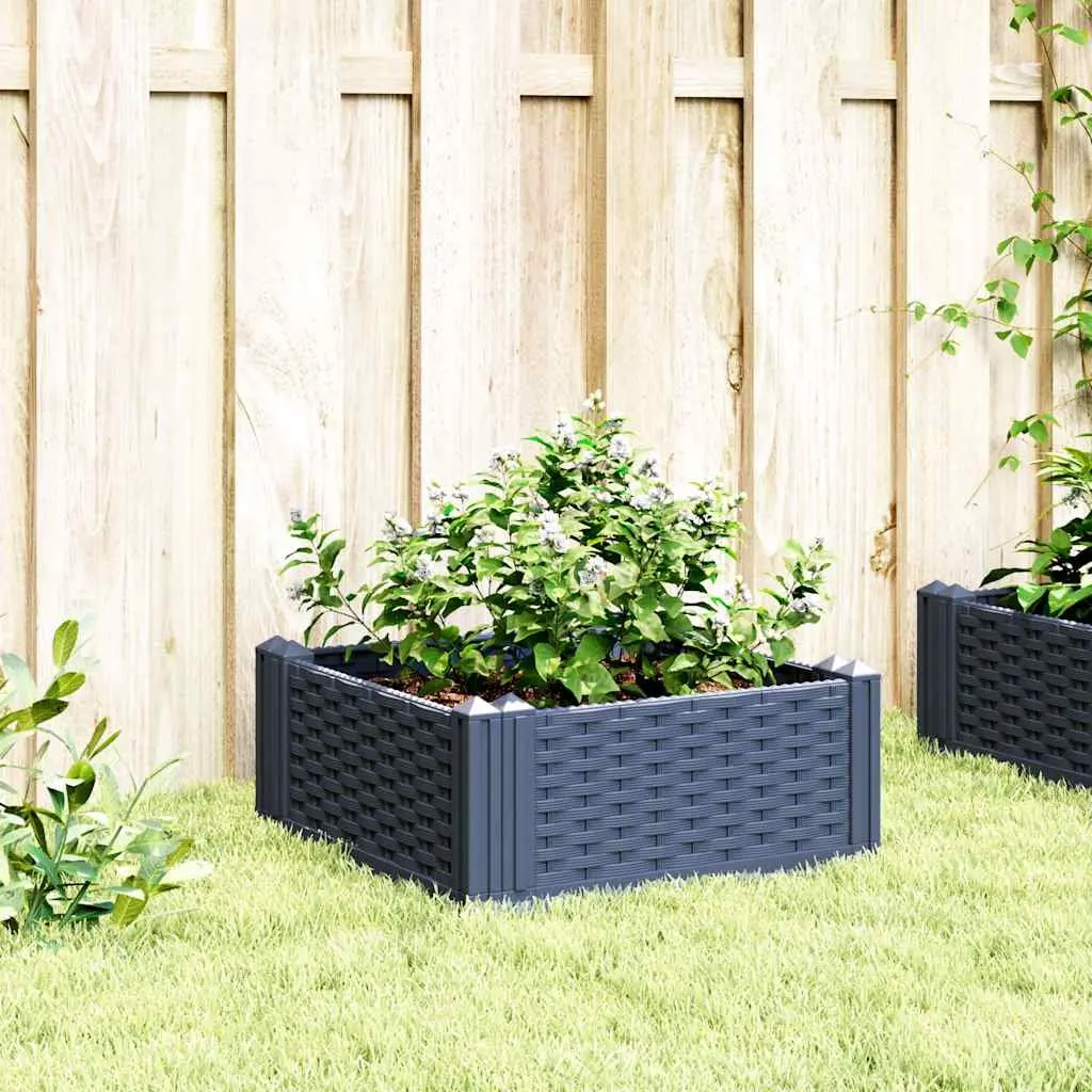 Modular Garden Planter Rattan Style Grey 42.5x42.5x28.5cm for Outdoor Use