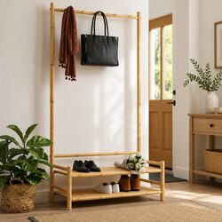 Bamboo Clothes Rack with 183cm Height and Ample Storage Space
