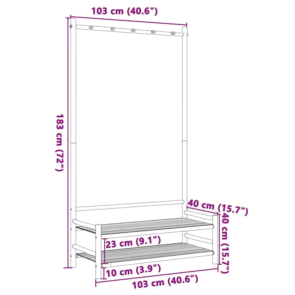 Bamboo Clothes Rack with 183cm Height and Ample Storage Space