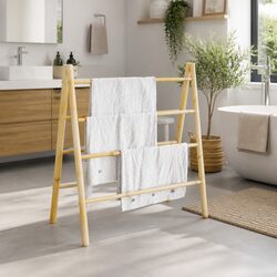 Double Towel Ladder - 4 Rungs, Bamboo, 90 x 50 x 100 cm