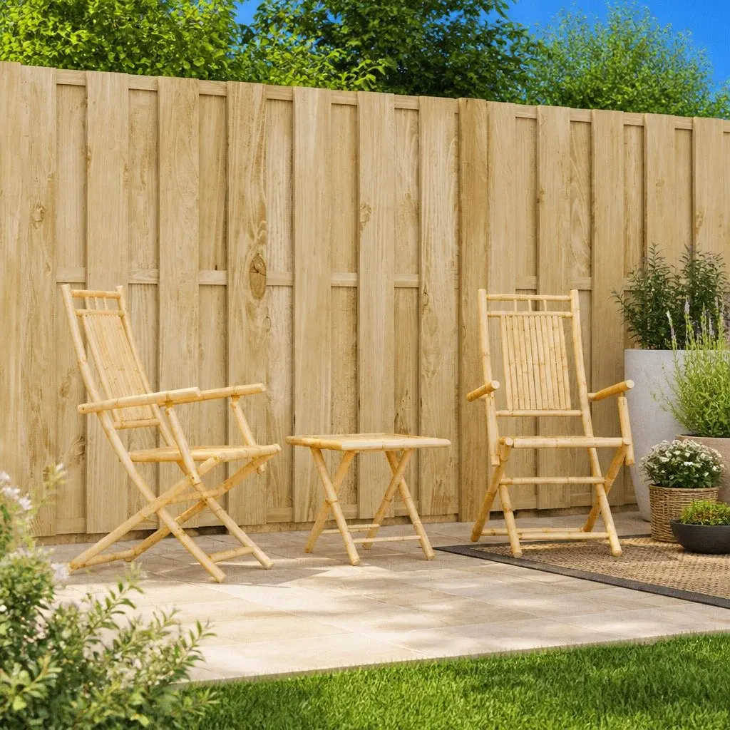 Folding Garden Chairs Outdoor Use Bamboo 2 Piece