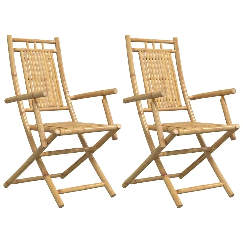 Folding Garden Chairs Outdoor Use Bamboo 2 Piece