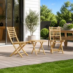 Bamboo Folding Garden Chairs Set of 2: Specs & Details
