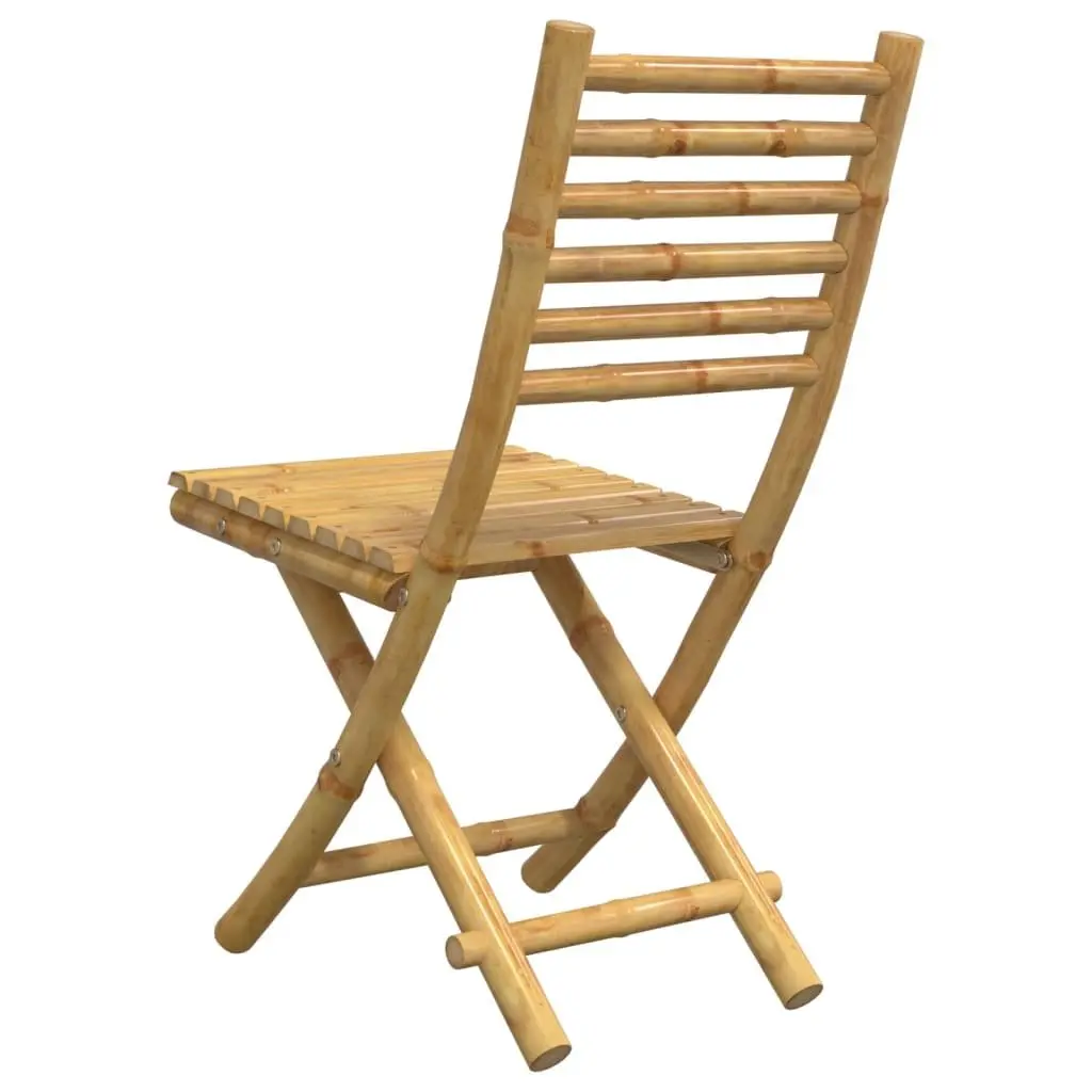 Bamboo Folding Garden Chairs Outdoor Patio Dining Seating Set of 2 Brown