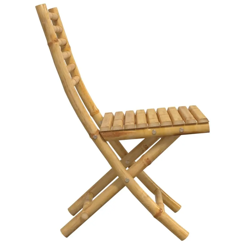 Bamboo Folding Garden Chairs Outdoor Patio Dining Seating Set of 2 Brown
