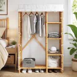 Bamboo Wardrobe Cupboard Dimensions 110x45x170cm