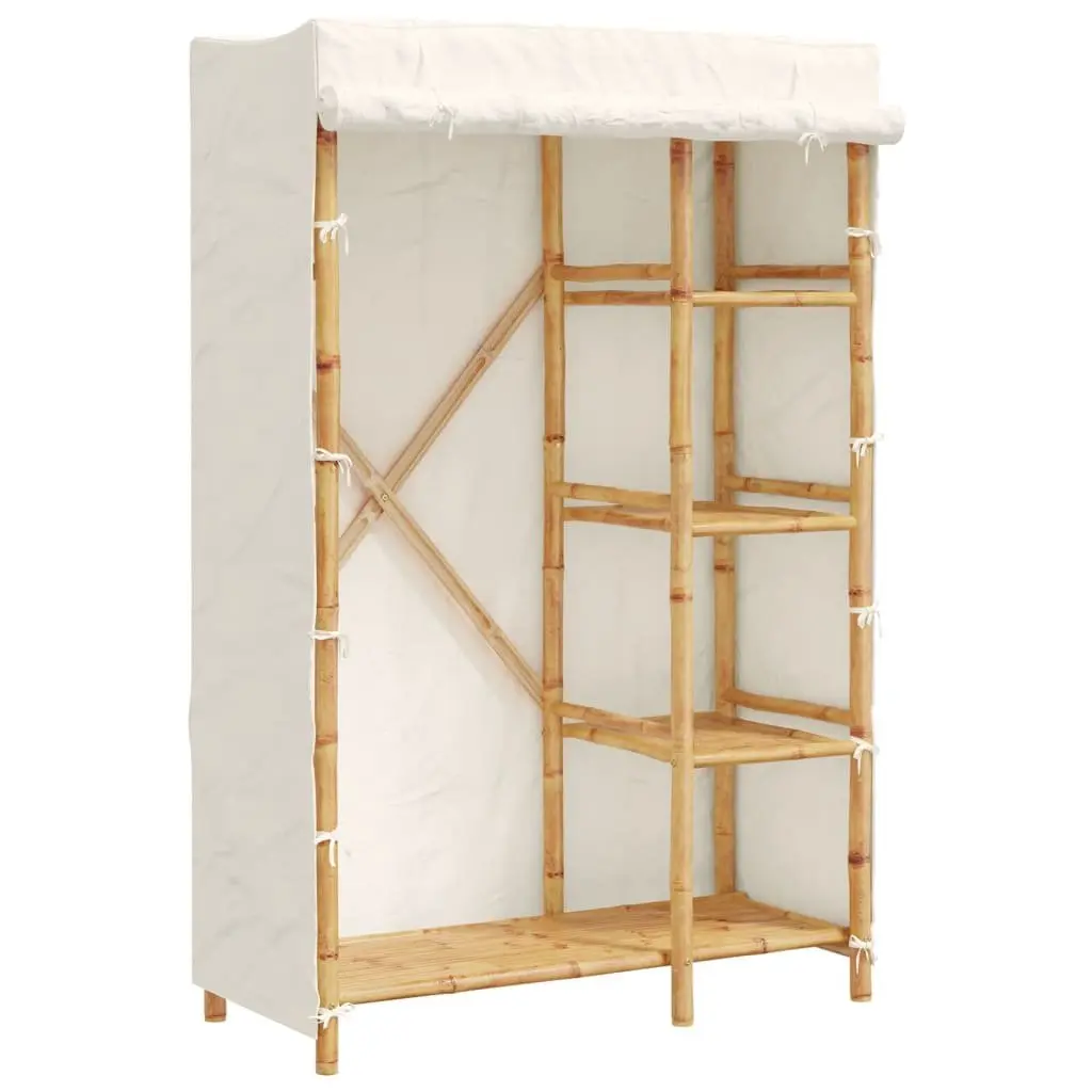 Bamboo Wardrobe Cupboard for Clothes Storage 110x45x170cm