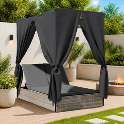 Double Sun Lounger Specifications: Adjustable Backrest and Roof