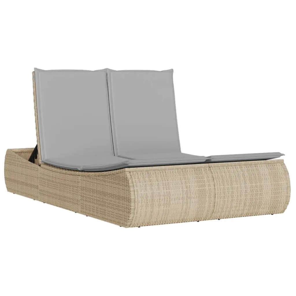 Double Sun Lounger with Adjustable Backrest and Cushions